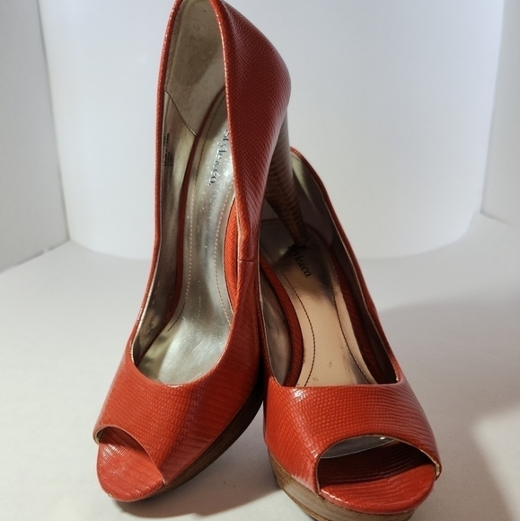 Style & Co Women's Celine Red Peep Toe Block Heel Man Made Upper Pumps Size 5.5 - Picture 1 of 6
